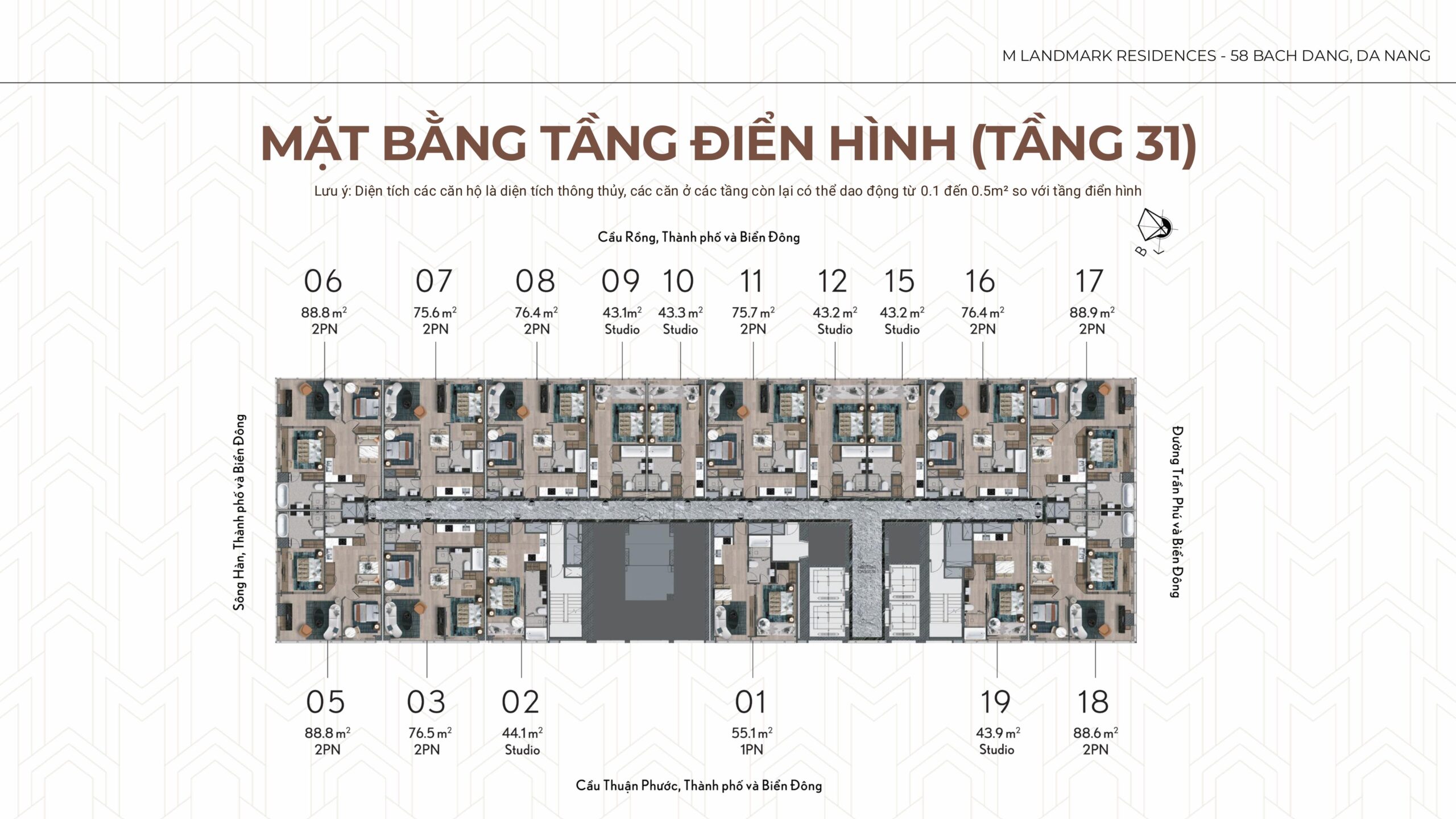 Mặt bằng tầng M Landmark Residences